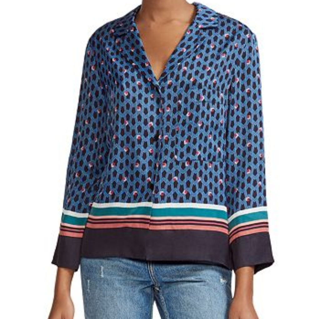 Maje Cristen Monogram Printed Silky Blouse
